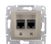 Розетка компьютерная RJ45, кат.5е, UTP двойная, титан Sedna Schneider Electric SDN4400168