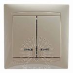 Выключатель двухклавишный + LED подсветка кремовый Sakura Lemanso LMR1107