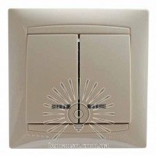 Выключатель двухклавишный + LED подсветка кремовый Sakura Lemanso LMR1107