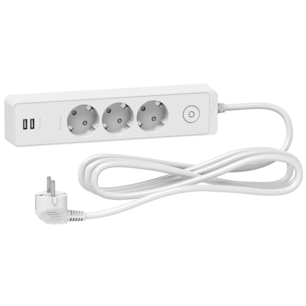 Удлинитель 3 розетки с заземлением и 2хUSB 3 метра белый Schneider Electric Unica Extend ST943U3W