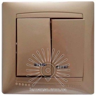 Выключатель двухклавишный + LED подсветка золото Sakura Lemanso LMR1207