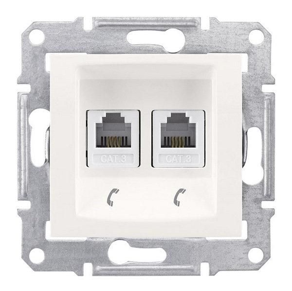 Розетка телефонная RJ11 двойная слоновая кость Sedna Schneider Electric SDN4201123