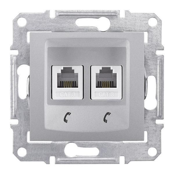 Розетка телефонная RJ11 двойная алюминий Sedna Schneider Electric SDN4201160