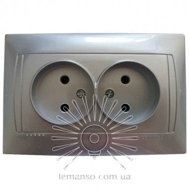 Розетка двойная серебро Sakura Lemanso LMR1322