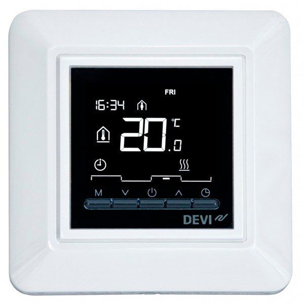 Терморегулятор DEVI программируемый 5-45 ° C датчик ° t воздуха и пола DEVIreg Opti белый 140F1055