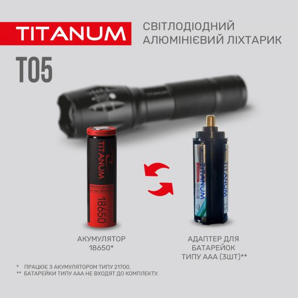 Портативный светодиодный фонарик TITANUM TLF-T05 300Lm 6500K