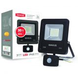 Прожектор LED FLOOD LIGHT MAXUS 30W з датчиком руху 5000K (1-MAX-01-LFL-3050s)