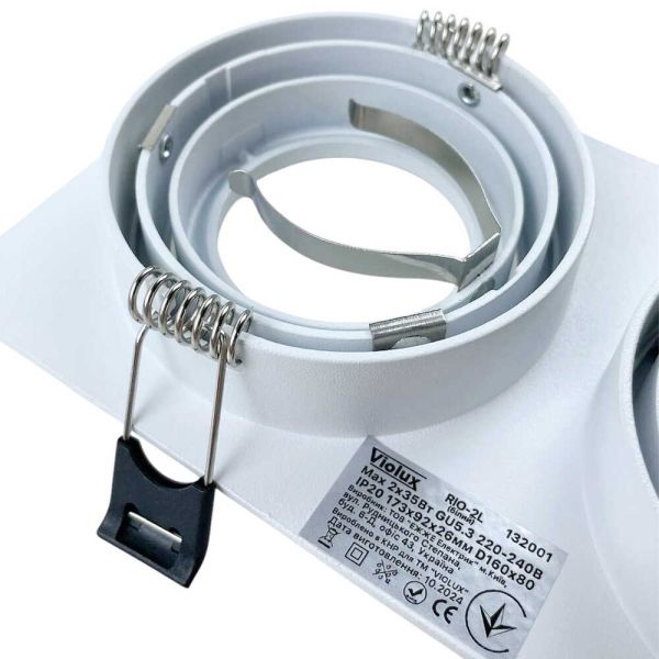 Світильник точковий вбудований Violux Rio-2L GU5.3 2х35W 220V IP20 прямокутник білий