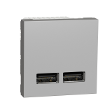 Розетка USB двойная 2.1А 2 модуля алюминий Schneider Electric Unica New