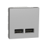 Розетка USB двойная 2.1А 2 модуля алюминий Schneider Electric Unica New