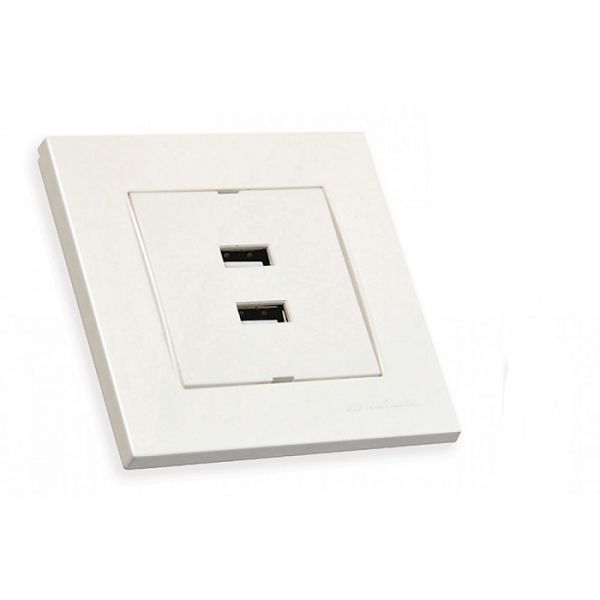 Розетка USB 2.0 port 5V DC max 2.1A белая Mutlusan RITA