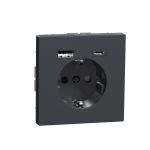 Розетка с заземлением с USB A+C 3A Merten D-Life MTN2367-6034 Антрацит