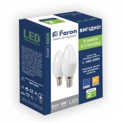 Лампа свiтлодiодна свічка (набір 2 шт) 6W E14 4000K Feron LB-737 C37