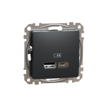 USB розетка тип A+C 2,4A Чорний Sedna Design Schneider Electric SDD114402