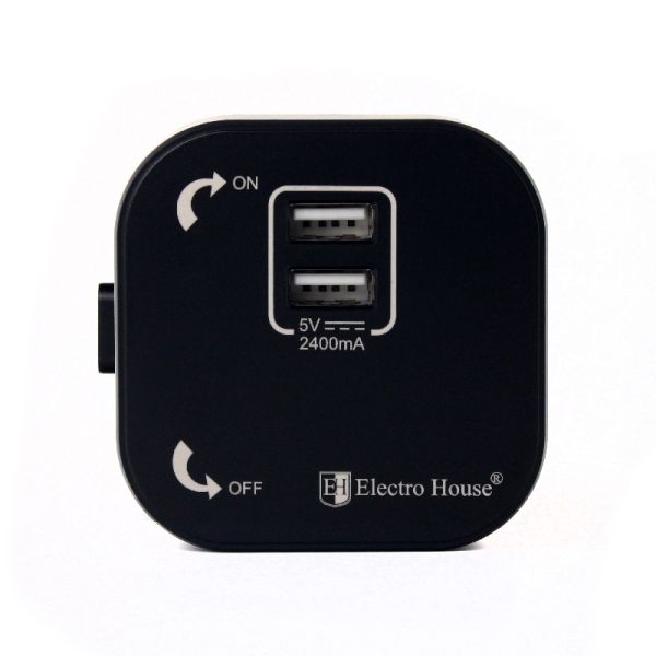 Розетка трековая двойная USB 2,4 А Electro House Pandora Черный EH-PT-002B