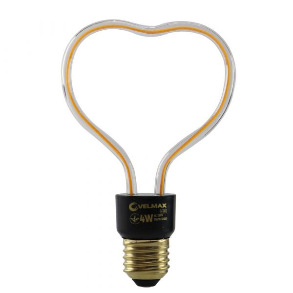 Лампа свiтлодiодна 4W E27 2700K Velmax V-Filament-Decor-Серце