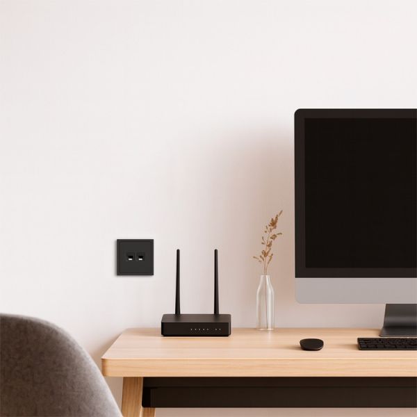 Розетка компьютерная двойная Ardero Soft механизм ER152PC-B черный