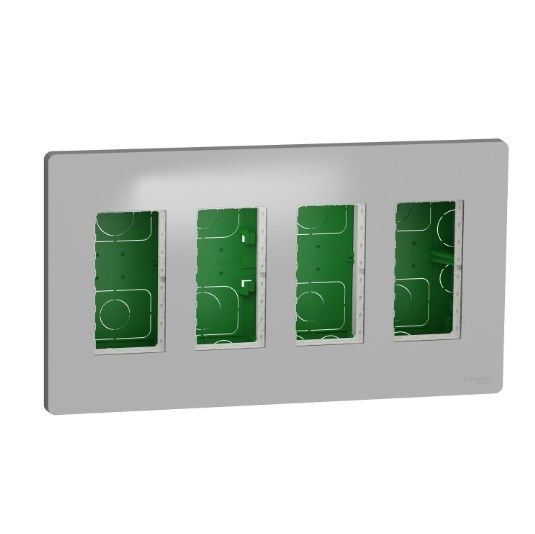 Блок unica system + скрытая установка 4х4 Алюминий NU174430 Schneider Electric
