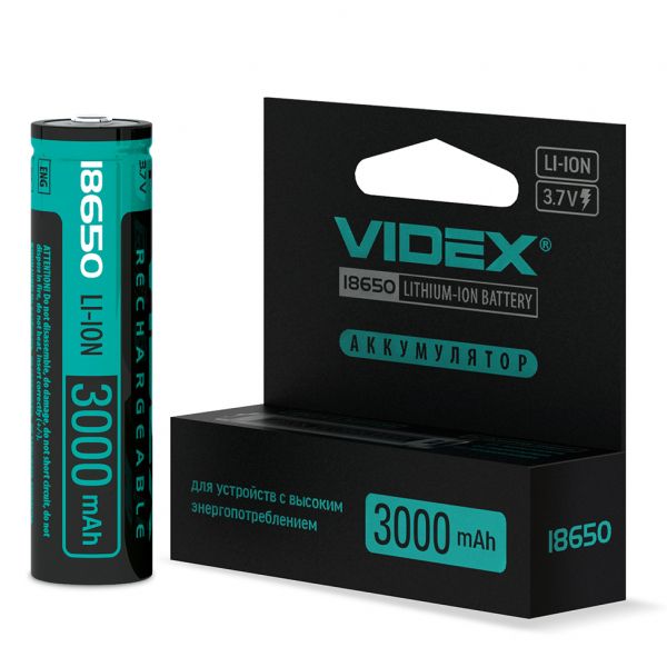 Аккумулятор Videx литий-ионный  18650-P (защита) 3000mAh color box/1шт