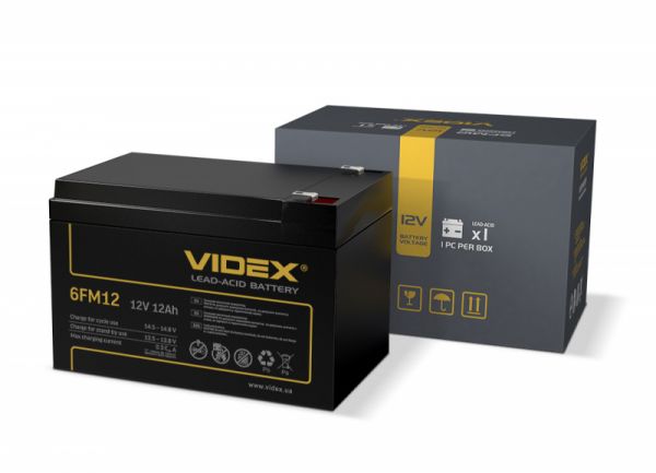 Аккумулятор свинцово-кислотный  Videx 6FM12 12V/12Ah color box 1