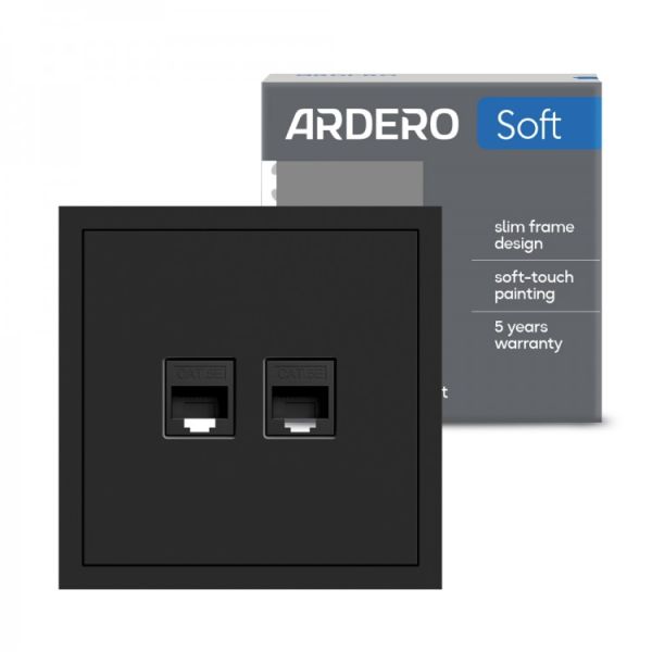 Розетка компьютерная двойная Ardero Soft механизм ER152PC-B черный