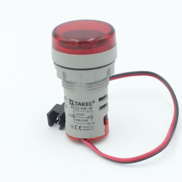 Ваттметр світлодіодний AD22-KW-W кВт-Вт 230В Takel червоний