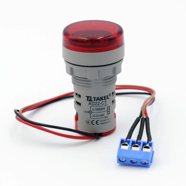 Лічильник подій світлодіодний AD22-CT Takel 1 - 999999 подій червоний