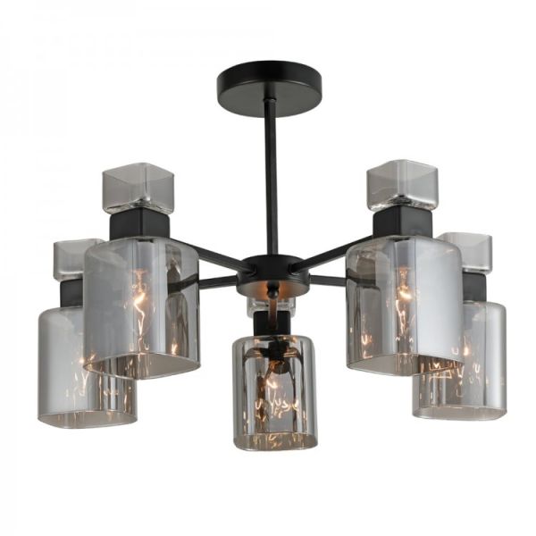 Світильник люстра Ardero BL1150-1 Olivia 5хЕ14 під лампу скло чорний