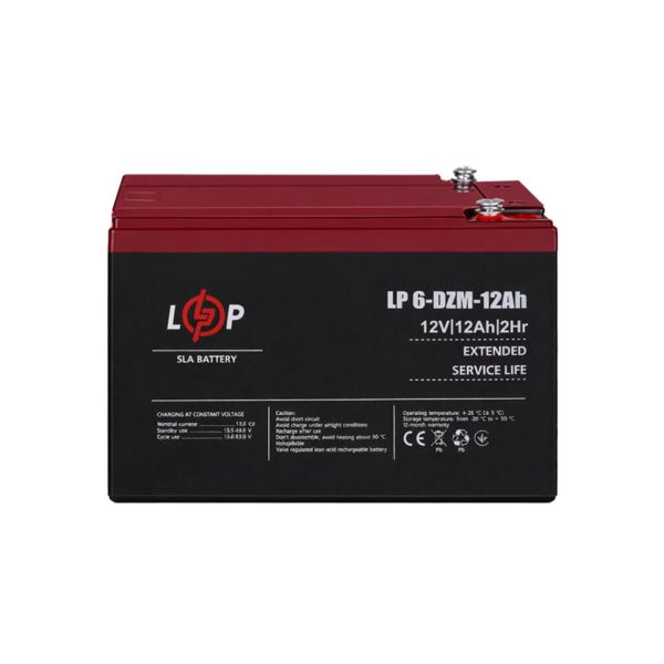 Аккумулятор тяговый свинцово-кислотный AGM LP LogicPower LP6-DZM-12Ah под болт М5