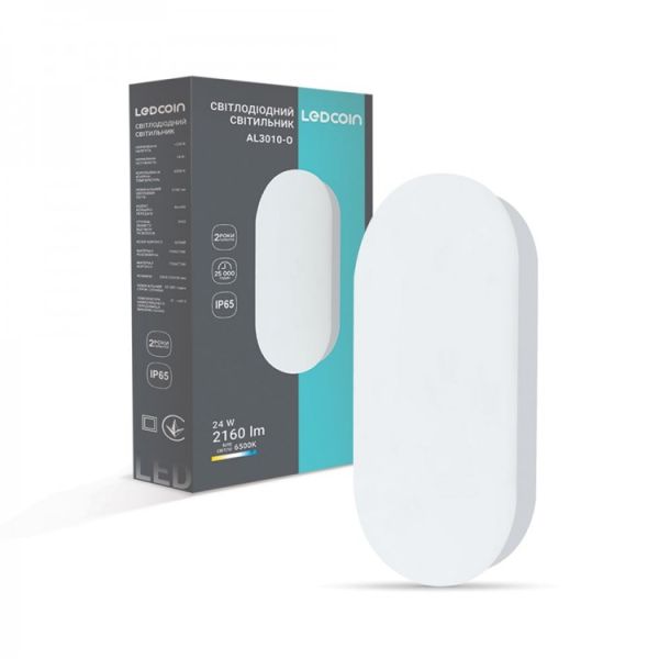 Светильник накладной Led Ledcoin AL3010-O 24Вт 6500K IP65 овал белый