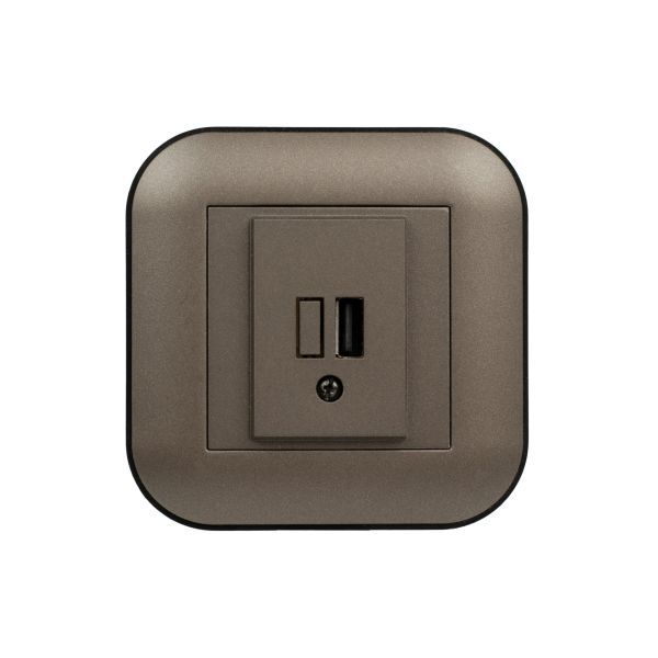 Розетка 1-USB  LOFT мока+черный