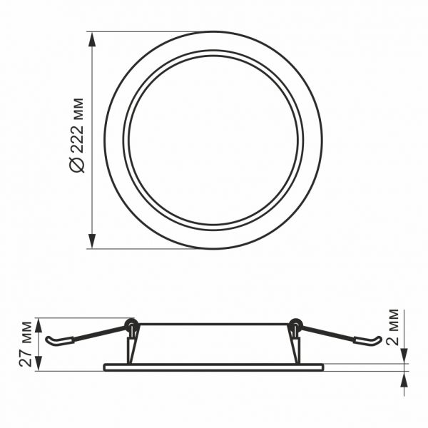 LED світильник Back вбудований круглий VIDEX 20W 5000K