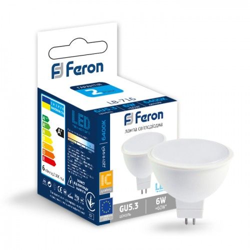 Лампа светодиодная 6W G5.3 MR16 6400K Feron LB-716