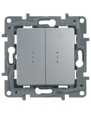 Перемикач 2кл з підсвіткою алюміній Etika Legrand 672416