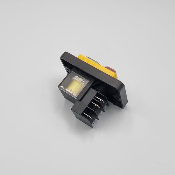 Кнопка пусковая электромагнитная Takel ESSB-181YC 6pin на панели желтая рамка