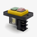 Кнопка пусковая электромагнитная Takel ESSB-181YC 6pin на панели желтая рамка