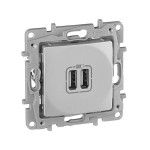 Розетка заряд. 2хusb алюміній Etika Legrand 672494