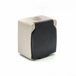Розетка накладна 1-на з заземленням і кришкою Takel T-proof IP54 250В 16А cірий