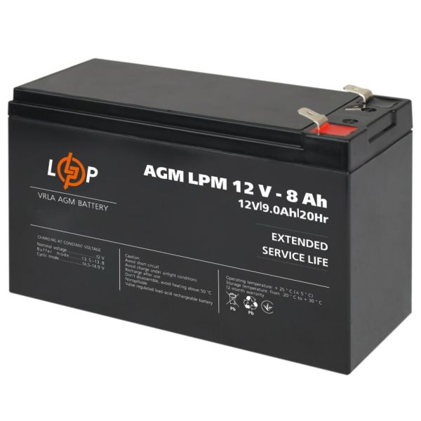 Аккумулятор свинцово-кислотный AGM LP LogicPower LPM 12V - 8Ah