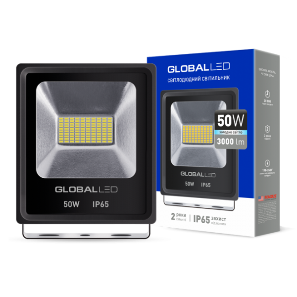 Прожектор світлодіодний LED GLOBAL FLOOD LIGHT 50W 5000K ІР65 (1-LFL-004)