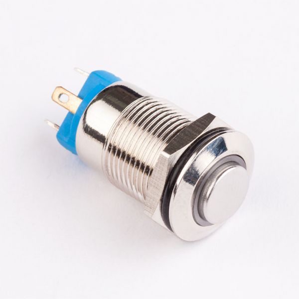 Кнопка металлическая КНМ-12-HJ-E 220V 1NO+1NC голубой