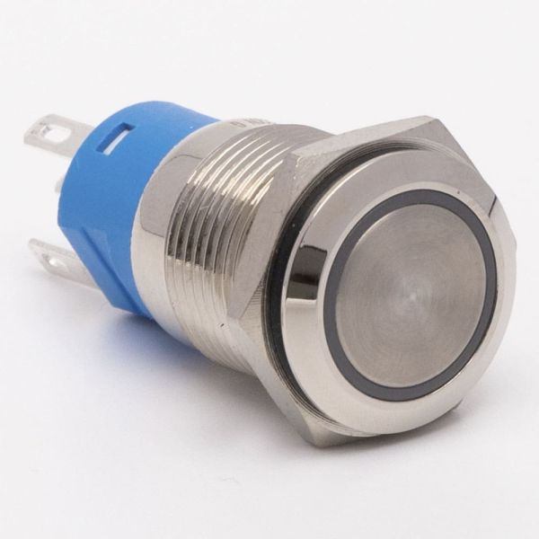 Кнопка металлическая КНМ-16-FJ-E 220V 1NO1NC голубая
