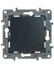 Перемикач 2кл з підсвіткою антрацит Etika Legrand 672616