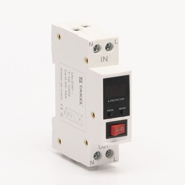 Реле тока однофазное модульное с кнопкой ROD35A 16А Takel 2p 1NO