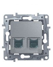 Розетка комп 2-на RJ45 кат 5 UTP алюміній Etika Legrand 672455