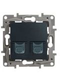 Розетка комп 2-на RJ45 кат 5 UTP антрацит Etika Legrand 672655