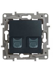 Розетка комп 2-на RJ45 кат 5 UTP антрацит Etika Legrand 672655