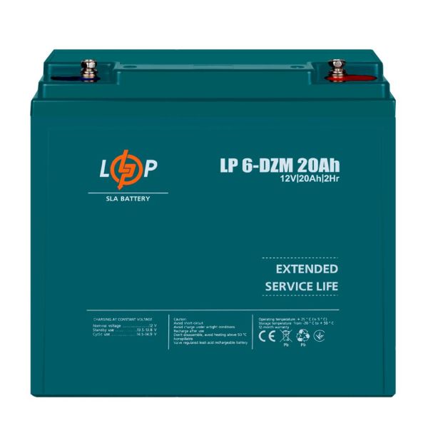Аккумулятор тяговый свинцово-кислотный AGM LP LogicPower LP6-DZM-20Ah