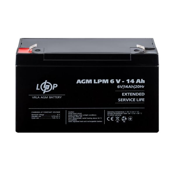 Аккумулятор свинцово-кислотный AGM LP LogicPower LPM 6V - 14Ah
