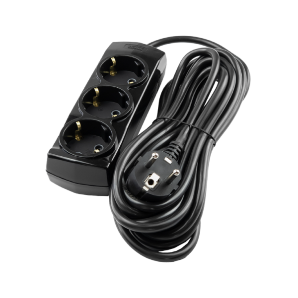Подовжувач 3 гнізда Violux 3х1мм2 3p 3м з заземленням чорний